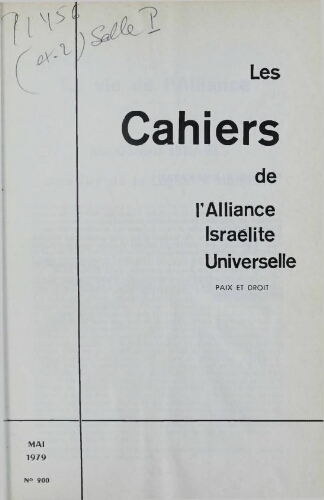 Les Cahiers de l'Alliance Israélite Universelle (Paix et Droit).  N°200 (01 mai 1979)
